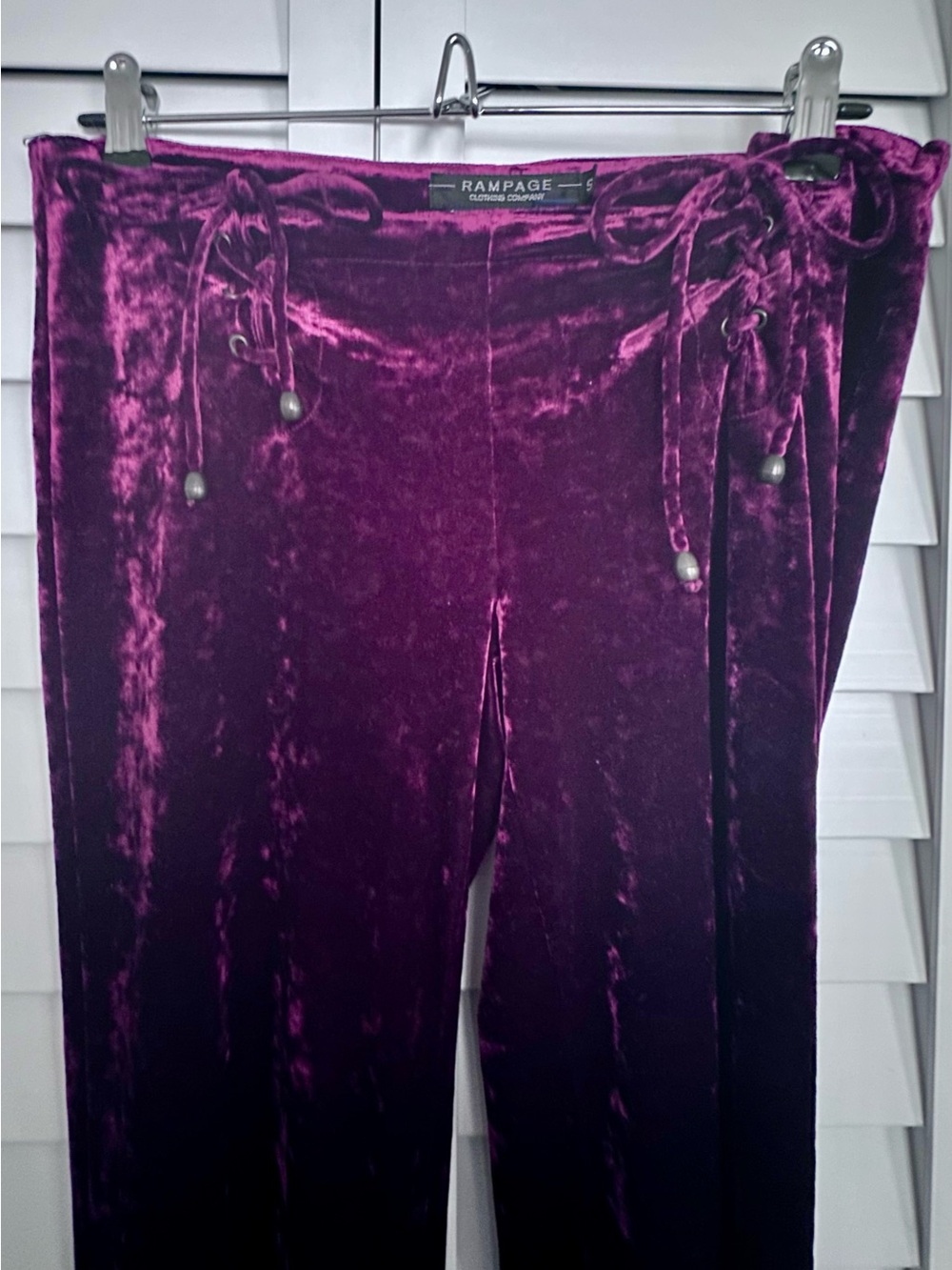 VINTAGE Y2K Rampage Crushed Velvet Lace Up Flare Pants - Flag Tag Size S